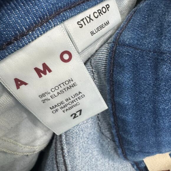 AMO  Stix Crop Ankle Jeans Bluebeam Stretch Blue Preppy Women's 27 - Picture 11 of 12